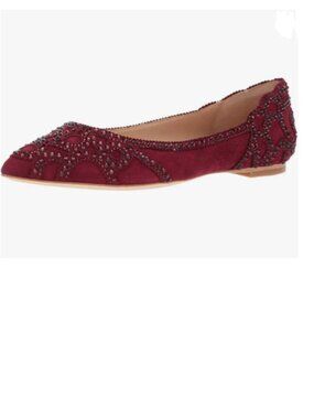 XYD Red Pointed Toe Rhinestone Flats Mesh Slip-on Crystals Wedding Bride Shoes